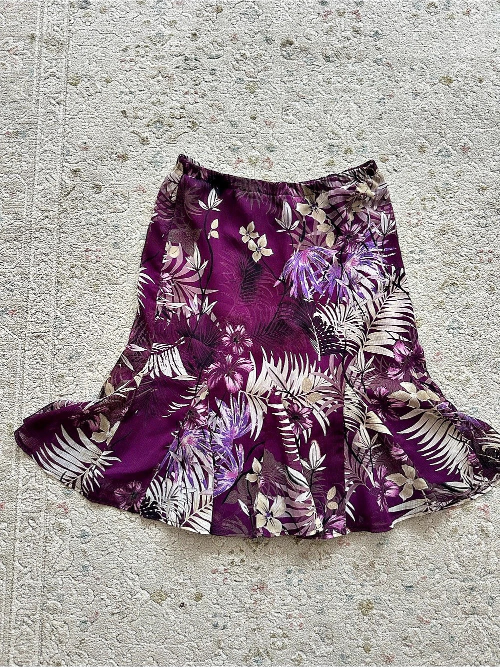 Y2K Vintage TanJay Floral A-Line Skirt in Purple & White